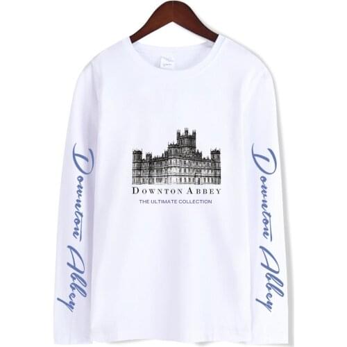 Downton Abbey T Shirt Men Spring long Sleeve Downton Abbey print O Neck Loose Tops Tees Casual Streetwear Male Hip Hop T-shirt