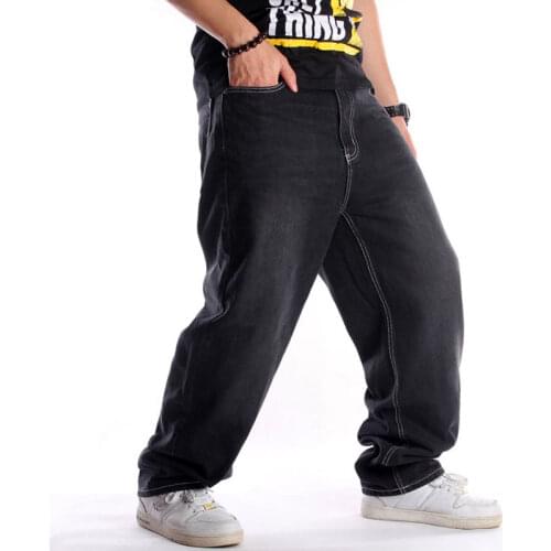 2021 Mens Jeans Denim Wide Leg Pants Loose Harem Streetwear Hip Hop Brand Black Skateboard Pants Size 30-46
