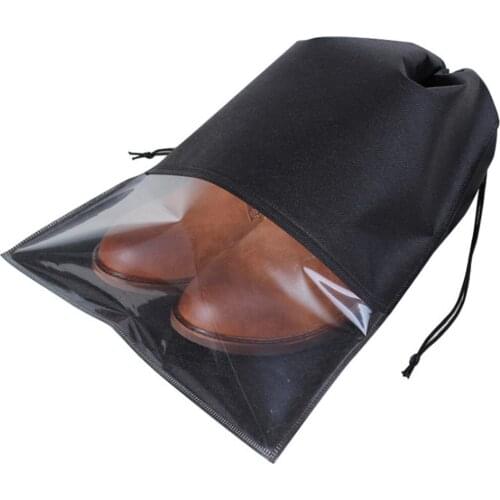 Set of 12 Men Non-Woven Cloth Clear Window Drawstring Shoe Bags Pouch Holder