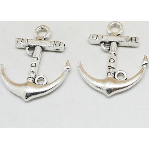 Wholesale 10PC 23x19MM Vintage Alloy Anchor Charms For Necklace Bracelet Earring Keychain Men For DIY Jewelry Making Accessories
