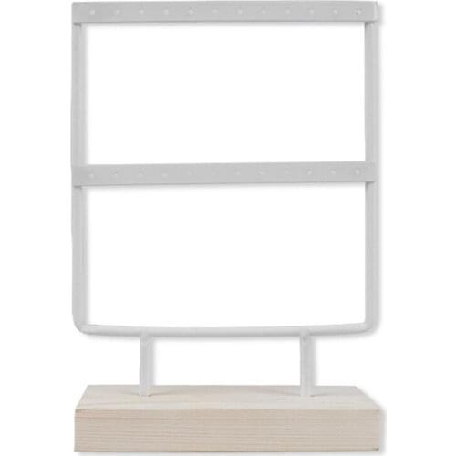 Earrings Hanging Stand Jewellery Holder Organizer Hanger Storage Rack Display Studs Display Rack with Wooden Base