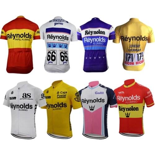 Reynolds Ropa Ciclismo Men Cycling Jersey Spanish Short Sleeve Retro Cycling Tops Mtb Maillot Bike Wear White Clothing
