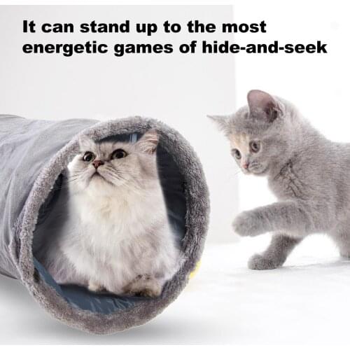 Pet Collapsible Cat Tunnel, Cat Toys Playing Tunnel Suede Pet Crinkle Tunnel with Ball