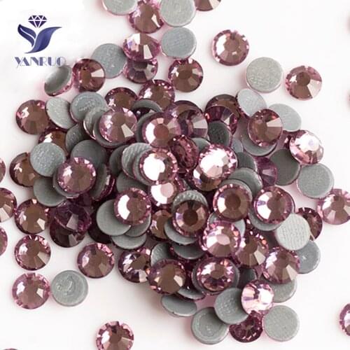 YANRUO 2058HF SS6-SS30 Light Amethyst Strass Hotfix Flatback Crystal DIY Hot Fix Rhinestones For Clothes Decoration