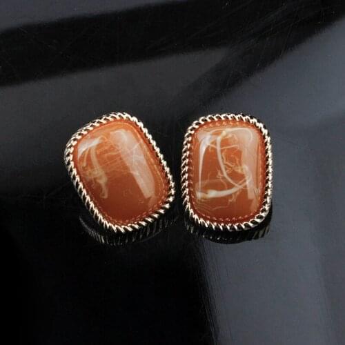 TIMEONLY Korean Fashion Handmade Brown Color Crystal Stud Earrings Luxury Charm Earring Foe Women Temperament Party Jewellery