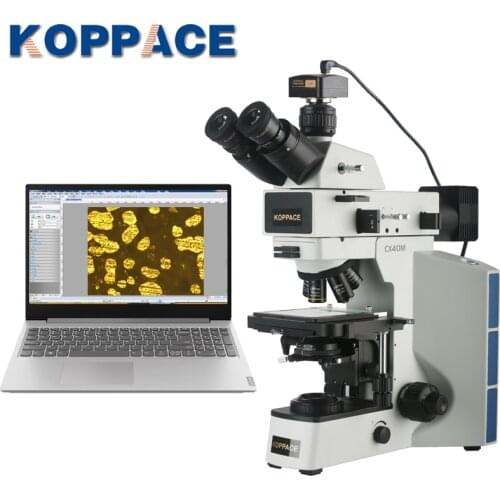 KOPPACE 50X-500X Trinocular Metallurgical Microscope LED Lighting System 12 Million Pixels USB2.0 Camera Measurement Software