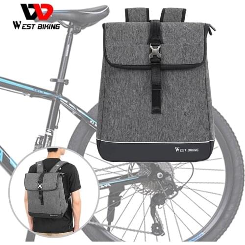 WEST BIKING 25L Bike Bag Multifunction MTB Road Bicycle Pannier Rear Rack Bag Laptop Backpack Travel Backpack Cycling Trunk Bag