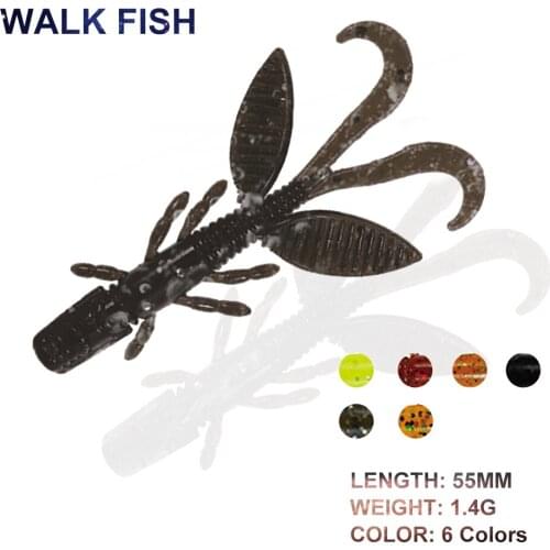 WALK FISH 10PCS/Lot Soft Bait 1.4g/55mm Silicone Shrimp Soft Fishing Baits Wobbler Swimbait Attractive Baits For Sea Fishing