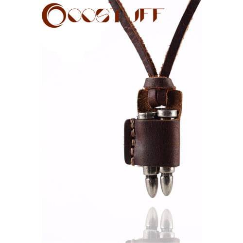 Punk Jewelry Men Necklaces & Pendants Maxi Necklace Vintage Bullet Pendant Leather Necklaces Colar Collares Choker Necklace Men