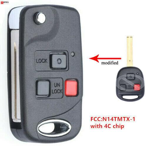Keyecu Replacement Flip Remote Key Fob 312MHz for Lexus RX300 1999 2000 2001 2002 2003 N14TMTX-1 with 4C Chip