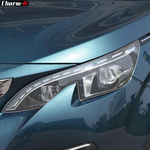 Car Headlight Protective Film Headlamp Restoration Transparent Black TPU Sticker for Peugeot 5008 2017-Present Accessories