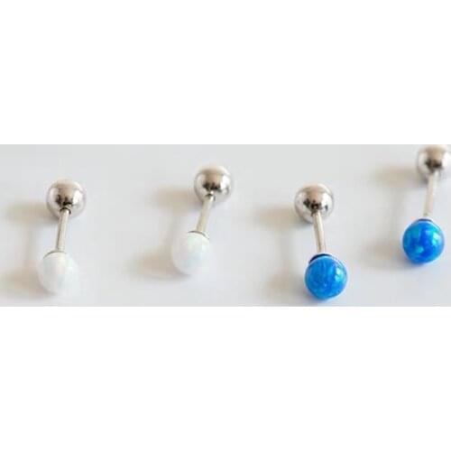 925 Sterling Silver Earring Fashion Personality Cute Opal Stone Screw Stud Earring Ear Bone Nails Wild Female Girl Silver Jewelr