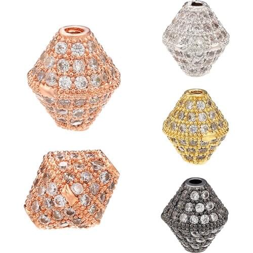 ZHUKOU 9x11mm irregular brass crystal spacer beads for women DIY handmade necklace bracelet jewelry accessories model: VZ236