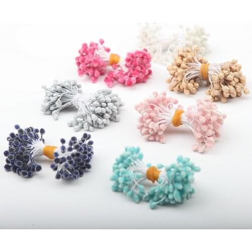 100PCS/Lot Artificial Flowers 7 Colors Plastic Fake Flowers Stamen DIY Flower Home Any Festivals Handmade Decoration 19620