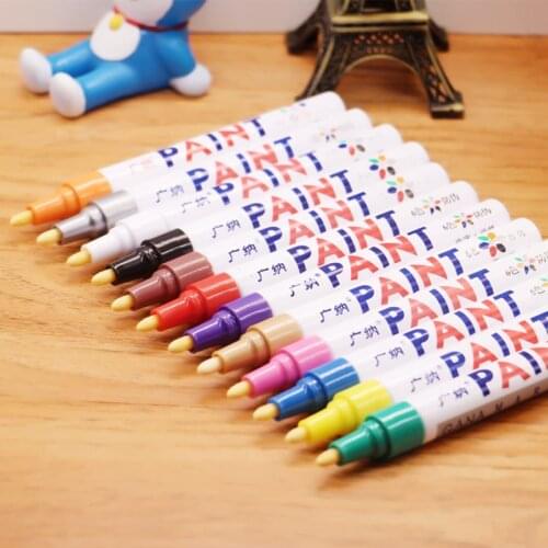 12 Colors Paint Marker Pen Waterproof Car Tyre Tire Paint Pen Metallic Paint Marker pens For Wood DIY Graffiti Board painting