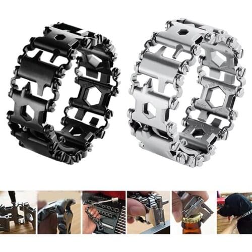 29 in1 Multi Tool Bracelet Tread Bracelet Multifunction Tool Outdoor Bolt Driver K Travel Wearable Tool Bracelet Bike Multitool