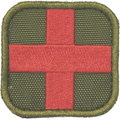 2 x 2inch Embroidery Sew On Hook & Loop Medic First Aid Patches