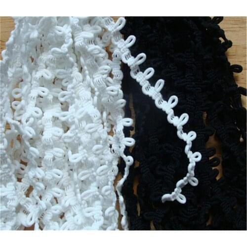 5 Yard White and Black Elastic Fabric Embroidered Lace Edge Trim Ribbon Applique Sewing Craft DIY Garment Accessories 1.5CM