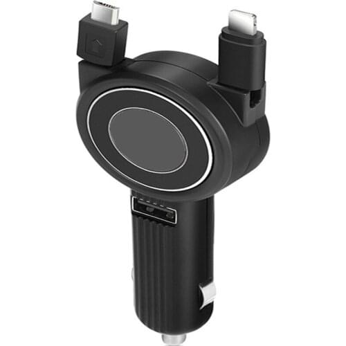 Flash USB Car Fast Charge Quick Charge Car charger Telescopic One Drag Two Three For Apple Android Type-C Battery Charging Units