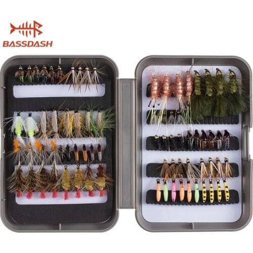 Bassdash Fly Fishing Flies Kit Assortment Trout Bass Fishing with Fly Box, 76 pcs with Dry/Wet Flies Nymphs Streamers Popper