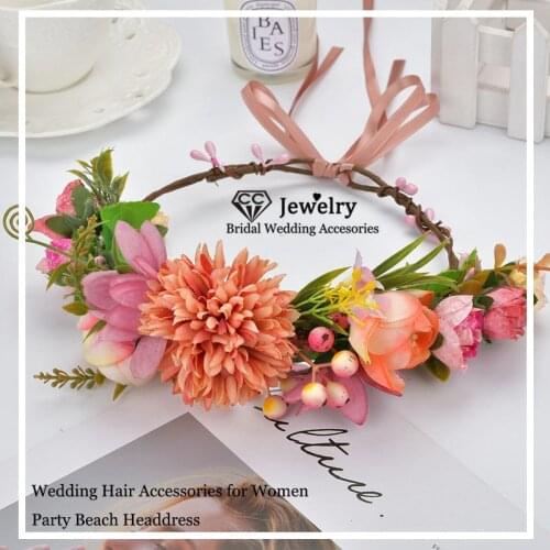 CC Wedding Crown Garland Wreath Flower Tiara Engagement Hair Accessories for Women Bridal Hairwear Party Fine Jewelry Gift at97