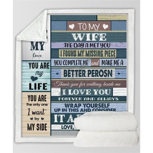 To My Wife 3d printed fleece blanket for Beds Hiking Picnic Thick Quilt Fashionable Bedspread Sherpa Throw Blanket 01