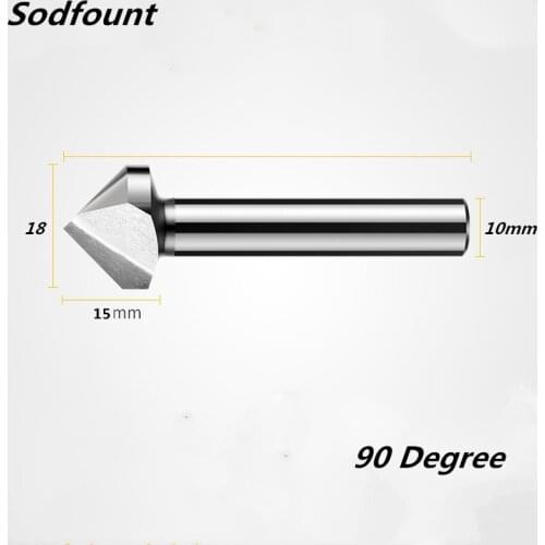 Woodworking 18mm Cutting Diameter 90 Angle Straight Shank Chamfer Cutter Bit