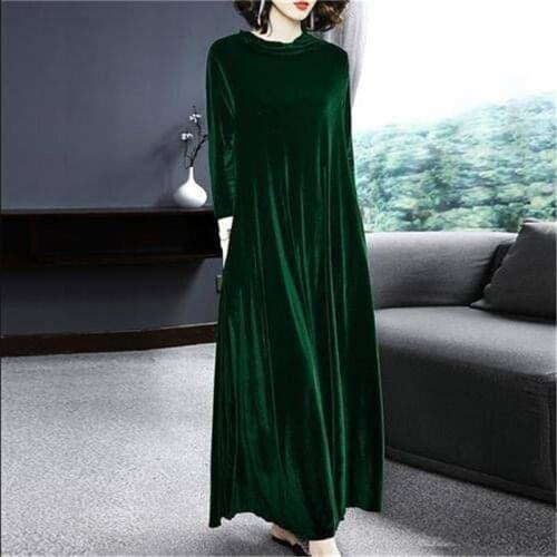 Good quality Autunm Women Elegant and luxurious long sleeve velour party dress,plus size M-7XL Winter long maxi dress vestidos