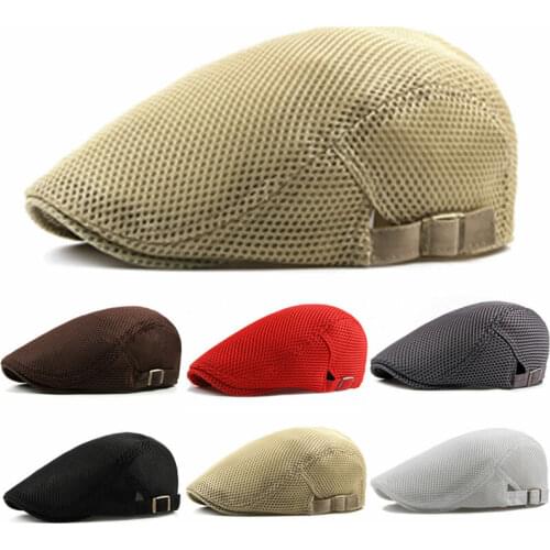 Fashion Men Women Flat Cap Mesh Summer Golf Driving Sun Beret Cabbie Hat Breathable Vintage Outdoor Sunscreen Cap Boina Caps