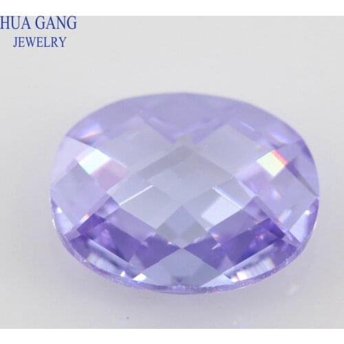 Lavender CZ Stone Oval Shape Double Checkerboard Synthetic Gems Cubic Zirconia For Jewelry Size 3x5~13x18mm Free Shipping