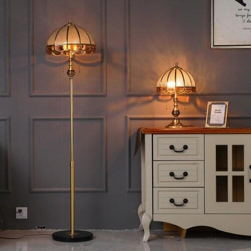 New Chinese Living Room Sofa Copper Floor Lamp European Luxury Warm Romantic Bedroom Bedside Lamp American Retro