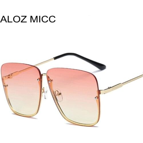 ALOZ MICC Vintage Half Frame Sunglasses Women Fashion Men Oversize Alloy Frame Square Sun Glasses Shades UV400 Eyeglasses Q171