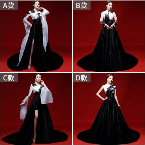 100%real black and white gown masquerade long dress stuido princess medieval dress/victorian belle ball/stage performance