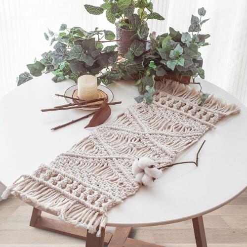 Macrame Placemat Table Runners Bohemia Tablecloth Table Mat Handmade Cotton Braid Non-slip Insulation Mats For Kitchen Placemat