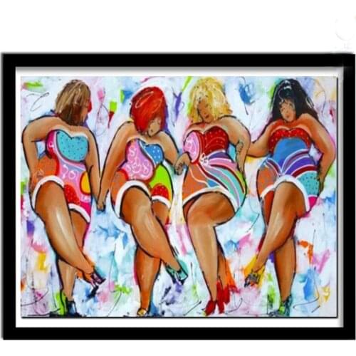 Full Round Diamond Embroidery Toilet Fat Ladies 5D Diy Diamond Painting Cross Stitch Fat Lady Set Full Diamond Mosaic