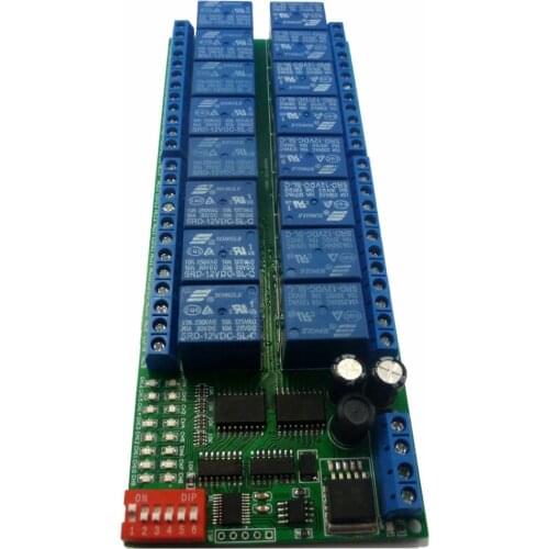 16ch DC 12V RS-485 Modbus RTU Relay Board RS485 Bus Remote Control Switch for LED Motor PLC PTZ Camera Smart Home