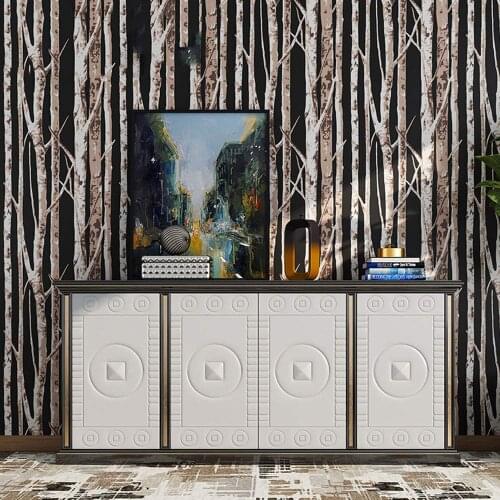 GLOW4U Self Adhesive Vinyl Birch Forest Wallpaper Roll Self Adhesive Contact Paper Living Room RV Bedroom Home Wall Sticker