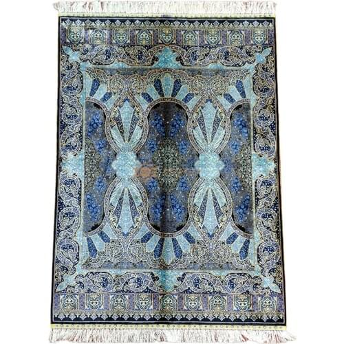 Seeykeep™ 4x6ft Rectangle Silk Handknotted Exquisite Blue Starry Door Design Rug-NY3016266