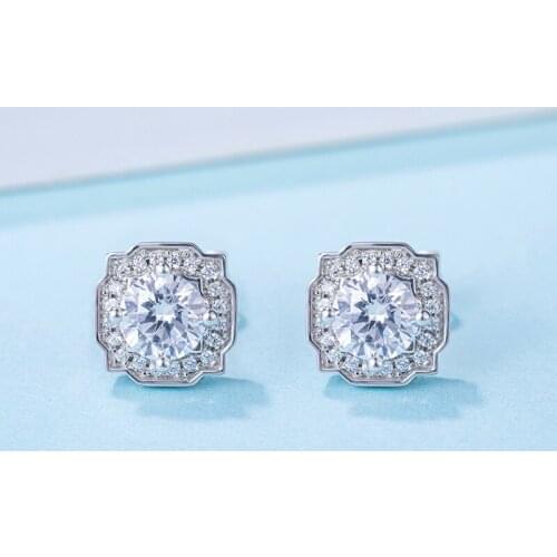 925 Silver Exquisite Stud Earrings Pass Diamond Test 0.5ct D Color Excellent Cut Moissanite Earrings for Teen Girls