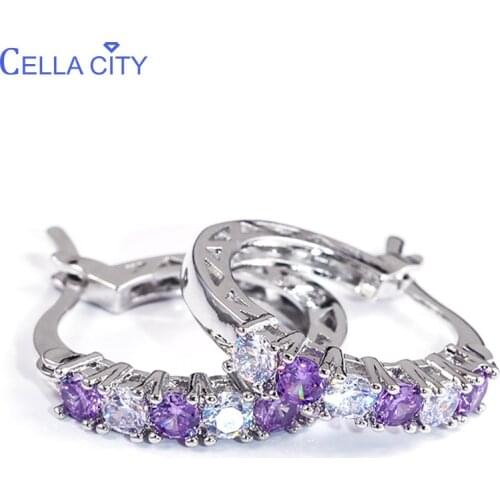 Cellacity Four Colors Choices Earrings for Women Silver 925 Jewelry with Gemstones Sapphire Emerald Amethyst Ruby Ear drops Gift