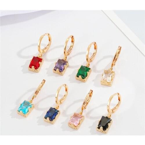 1 Pair Blingbling Crystal Geometric Hoop Earrings For Women Gift Jewelry Vintage Simple Colored Metal Shiny Circle Earrings E705