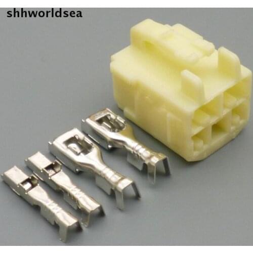 Shhworldsea 4/10/50/100sets 4 pin auto wire harnes female cable connector car electrical wire plug 2.2MM and 4.8MM termianls