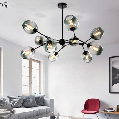 Nordic Modern Molecule Magic Bean Lustre Gold Glass Ball Chandelier Led Pendant Individual Living Room Hall Luminaire Suspension