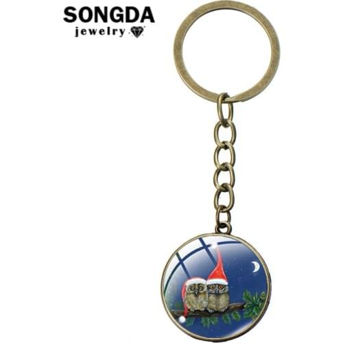SONGDA 2021 New Arrival Owl Key Holder Glass Time Gem Keychain Accessories Cellphones Decorations Small Stuff Factory Outlets
