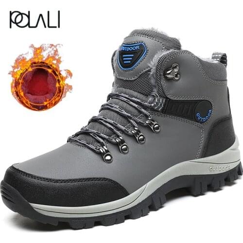 Outdoor Winter Hiking Shoes Waterproof Leather Ankle Boots Men Anti-skid Trekking Climbing Sneakers Mens Warm zapatillas hombre