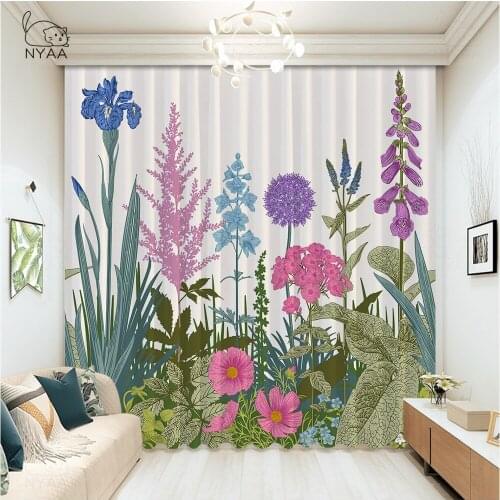 Magical Garden Flower Kitchen Curtains Short Styles Printed Curtains For ChildrenS Room Geometric 3D Room Curtain Micro Shading