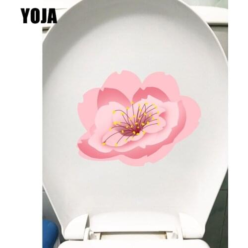 YOJA 24.2*18.6CM Beautiful Cherry Blossom Toilet Seat Decor Home Bedroom Wall Sticker T1-0412