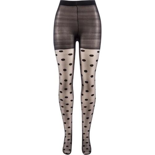 Womens Fashion Summer New Black Dotted Pantyhose See-through Mesh Stockings For Women Pantyhose Hot Sale 2019
