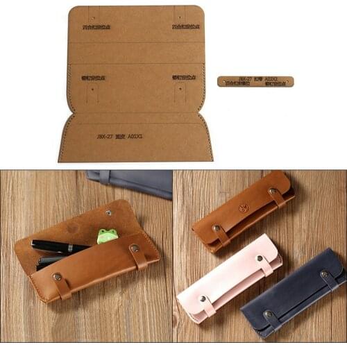 1Set DIY Kraft Paper Template Fashion Student Pencil Case Stationery Box Leather Craft Pattern DIY Stencil Sewing Pattern 19*7cm