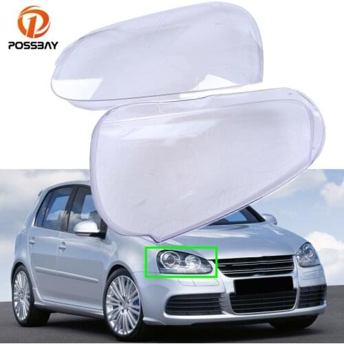 POSSBAY 1Pair Car Headlight Lenses Cover Left Right Clear Lens Lamp Masks Fit for VW Golf/GTI/Jetta Wagon/Sedan Rabbit 2004-2010